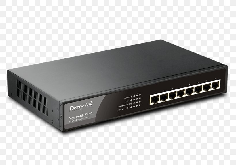 Power Over Ethernet Network Switch DrayTek Gigabit Ethernet Router, PNG, 1024x720px, Power Over Ethernet, Computer Network, Draytek, Dsl Modem, Electronic Component Download Free