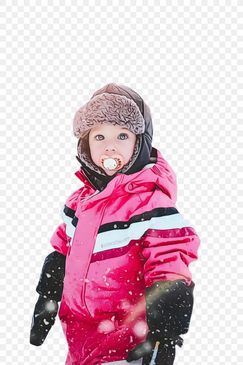 Snow Pink Outerwear Winter Jacket, PNG, 1632x2448px, Watercolor, Child, Glove, Jacket, Outerwear Download Free