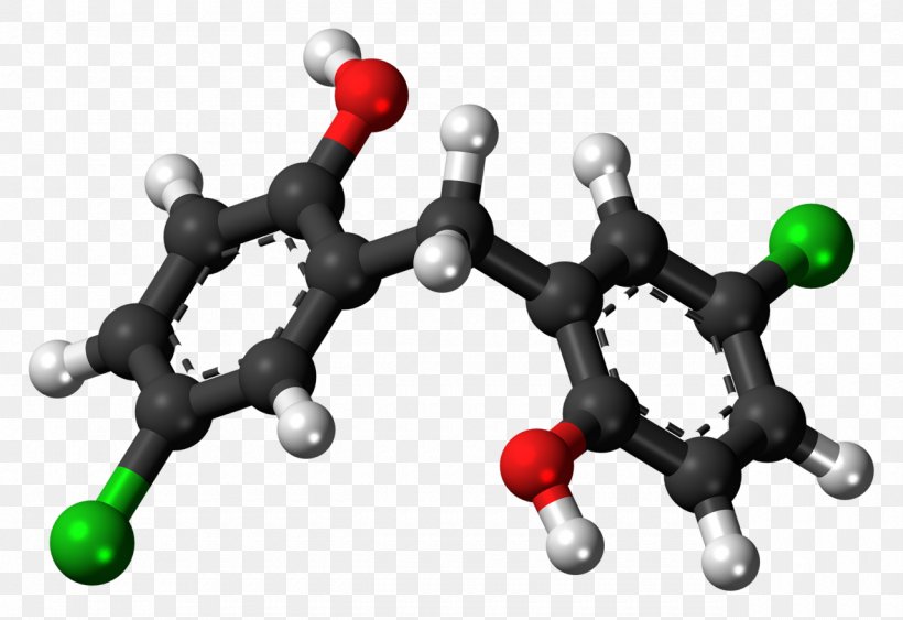 Dichlorophen Molecule Anticestodal Agent Hydrophobe Chemistry, PNG, 1280x879px, Molecule, Arabic Wikipedia, Atom, Ballandstick Model, Body Jewelry Download Free