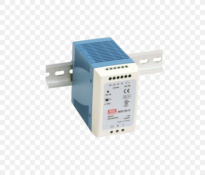 DIN Rail MEAN WELL Enterprises Co., Ltd. Switched-mode Power Supply Power Converters AC/DC Receiver Design, PNG, 606x700px, Din Rail, Acdc Receiver Design, Adapter, Alternating Current, Battery Charger Download Free