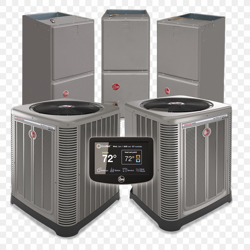 Furnace Air Conditioning Rheem HVAC Heat Pump, PNG, 1000x1000px, Furnace, Air Conditioning, Air Handler, Business, Central Heating Download Free