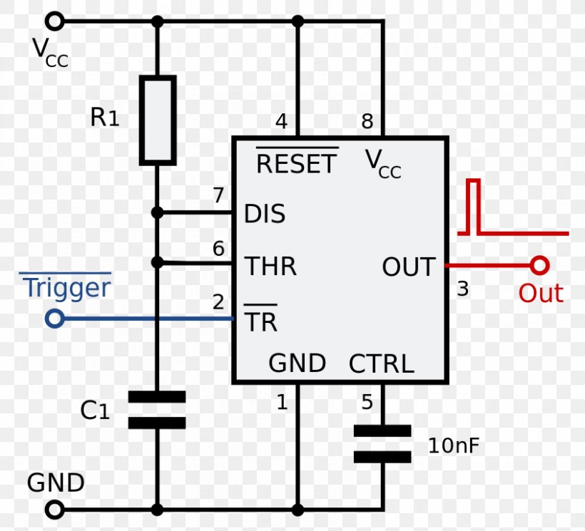 555 Timer IC Astable Multivibrator Integrated Circuits & Chips Electronic Circuit, PNG, 845x768px, 555 Timer Ic, Area, Circuit Component, Datasheet, Diagram Download Free