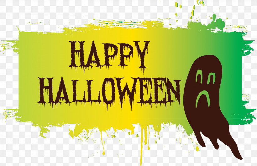 Happy Halloween, PNG, 2999x1939px, Happy Halloween, Banner, Green, Logo, M Download Free