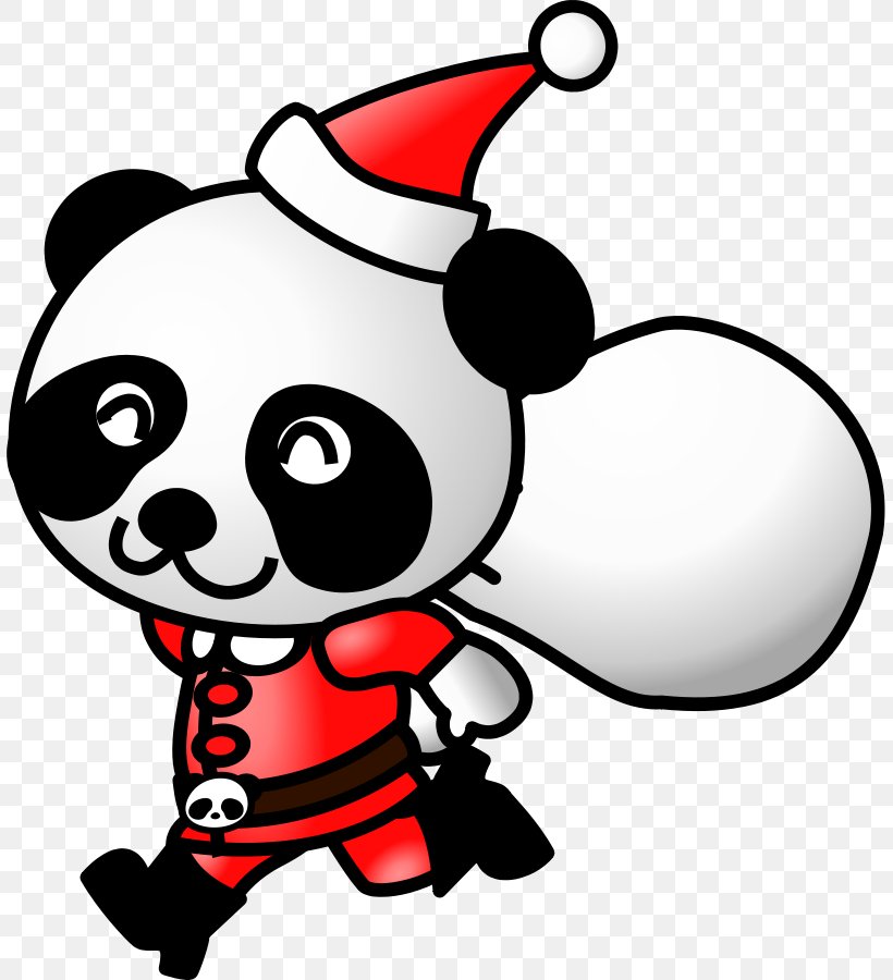 Giant Panda Santa Claus Red Panda Bear Clip Art, PNG, 807x900px, Giant Panda, Art, Artwork, Bear, Black And White Download Free