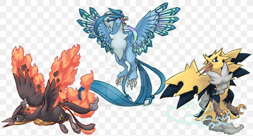 Zapdos Articuno Moltres Legendary Bird Trio Drawing, PNG, 1024x553px, Zapdos, Animal Figure, Animation, Art, Articuno Download Free