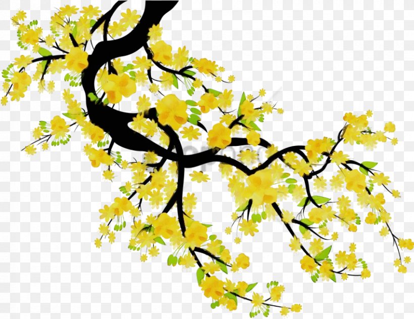 Branch Yellow Tree Clip Art Leaf, PNG, 850x656px, Watercolor, Branch, Flower, Leaf, Paint Download Free