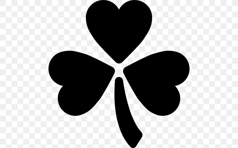 Shamrock Four-leaf Clover Luck, PNG, 512x512px, Shamrock, Black And White, Clover, Flower, Fourleaf Clover Download Free