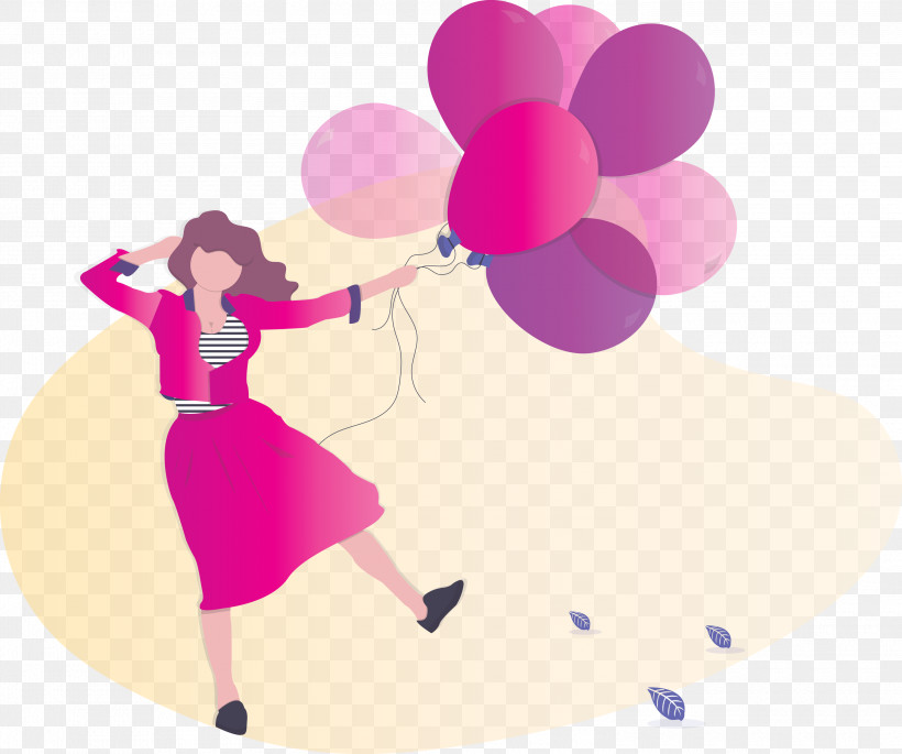Girl Balloon Party, PNG, 3000x2507px, Girl, Balloon, Happy, Magenta, Party Download Free