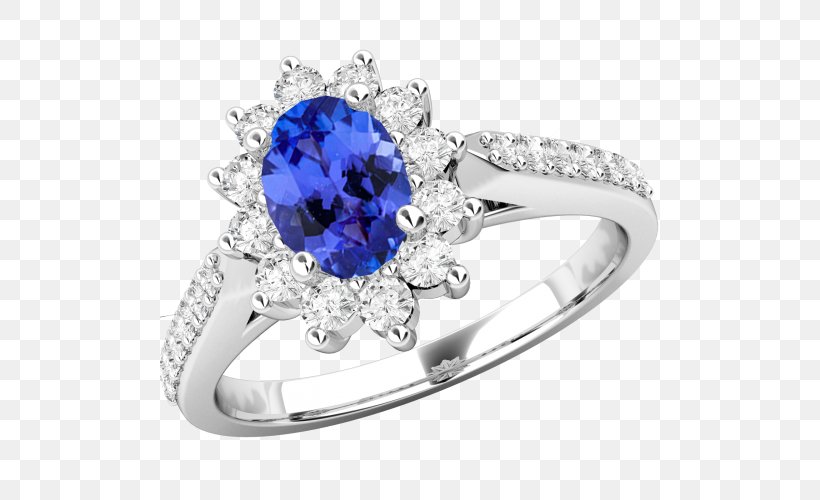 Sapphire Engagement Ring Tanzanite Diamond, PNG, 500x500px, Sapphire, Blue, Body Jewelry, Brilliant, Cut Download Free