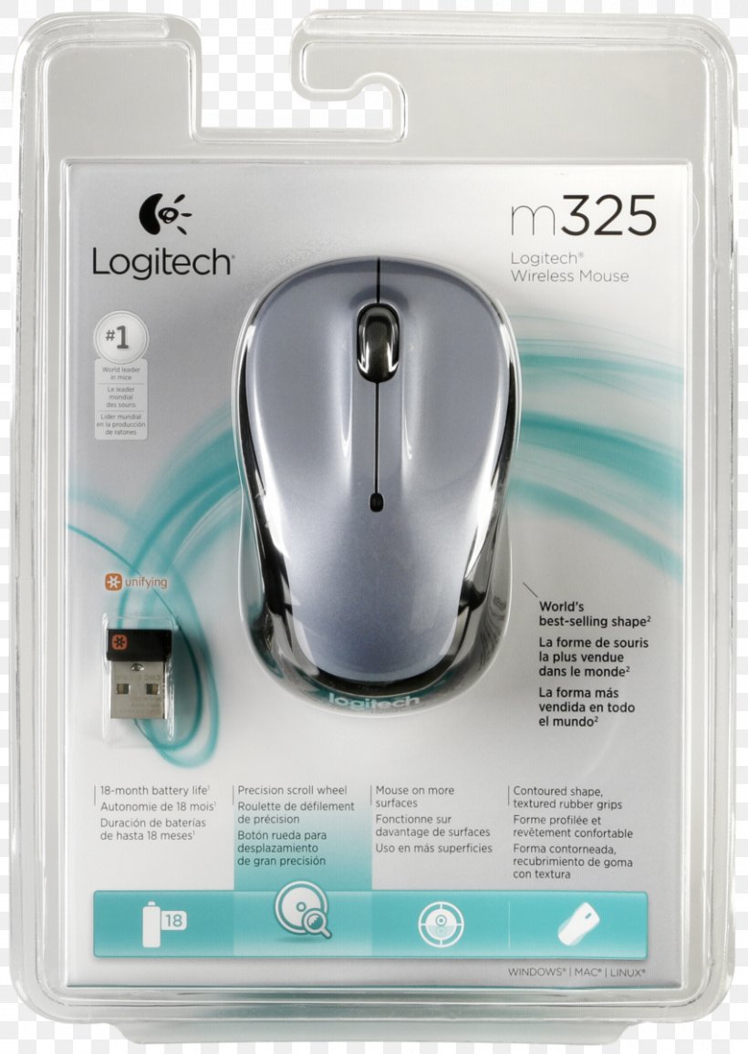 Computer Mouse Logitech M325 Wireless Optical Mouse, PNG, 851x1200px, Computer Mouse, Adapter, Computer, Computer Accessory, Computer Component Download Free
