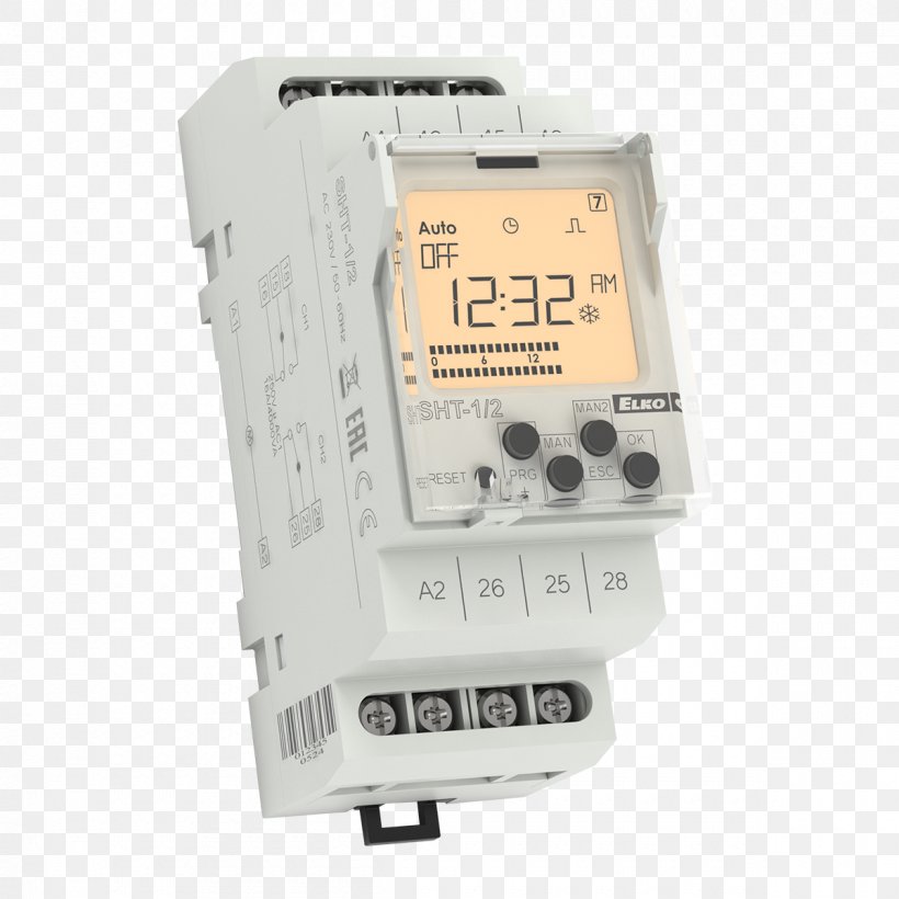 Time Switch DIN Rail Electrical Switches Timer ELKO EP SLOVAKIA, S.r.o., PNG, 1200x1200px, Time Switch, Clock, Digitaalisuus, Digital Data, Din Rail Download Free