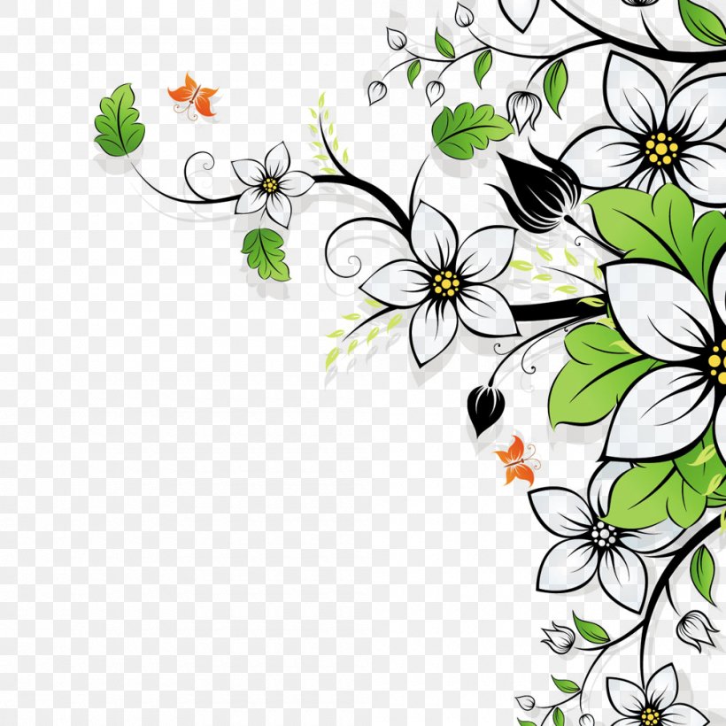 Flower Wallpaper, PNG, 1000x1000px, Flower, Branch, Butterfly, Flora, Floral Design Download Free