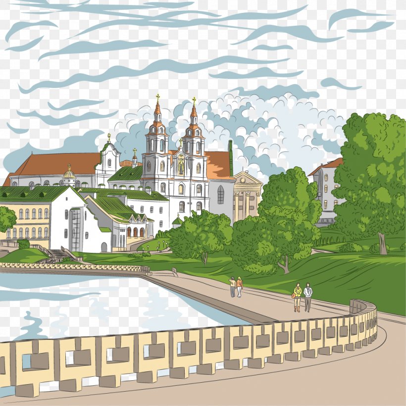 Town Royalty-free Clip Art, PNG, 1042x1042px, Town, Building, Can Stock Photo, Cityscape, Drawing Download Free