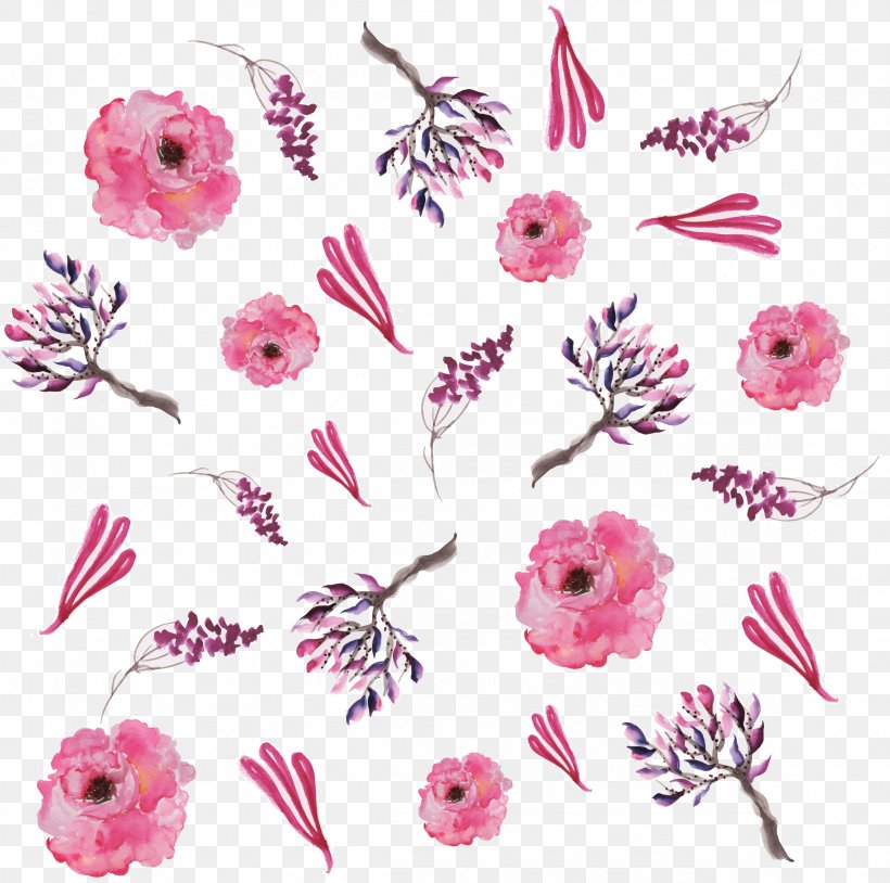 Floral Design Watercolor Painting Pink Pattern, PNG, 2324x2309px, Floral Design, Art, Chrysanths, Color, Cut Flowers Download Free