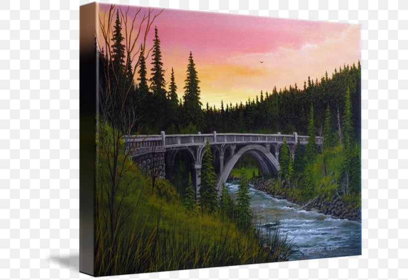 Nature Painting Landscape, PNG, 650x563px, Nature, Bridge, Landscape, Painting Download Free
