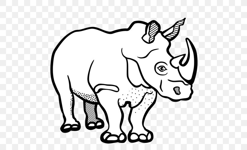 Rhinoceros Clip Art Line Art Vector Graphics Image, PNG, 500x500px, Rhinoceros, Animal Figure, Art, Black, Black And White Download Free