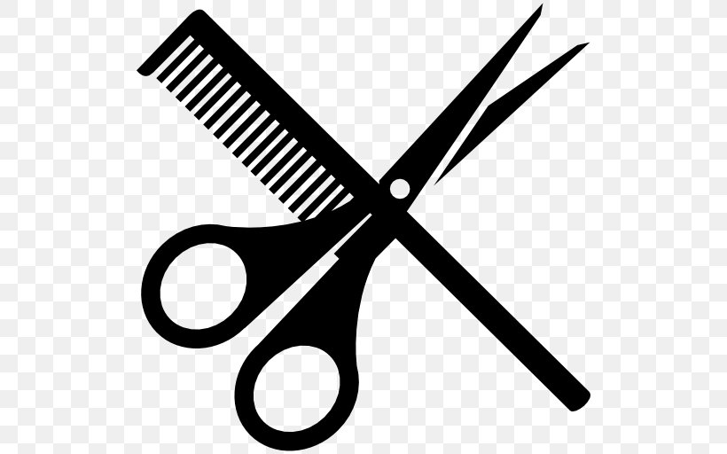 Comb Scissors Hairdresser Clip Art, PNG, 512x512px, Comb, Beauty Parlour, Black And White, Hair, Hair Shear Download Free