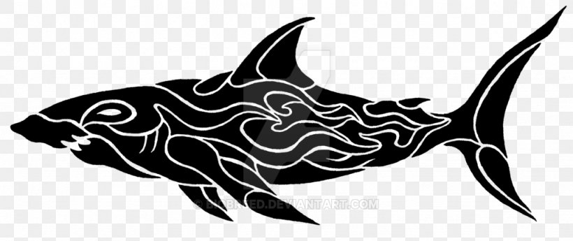 Great White Shark Tattoo Tribe, PNG, 1024x431px, Shark, Art, Beak, Black, Black And White Download Free