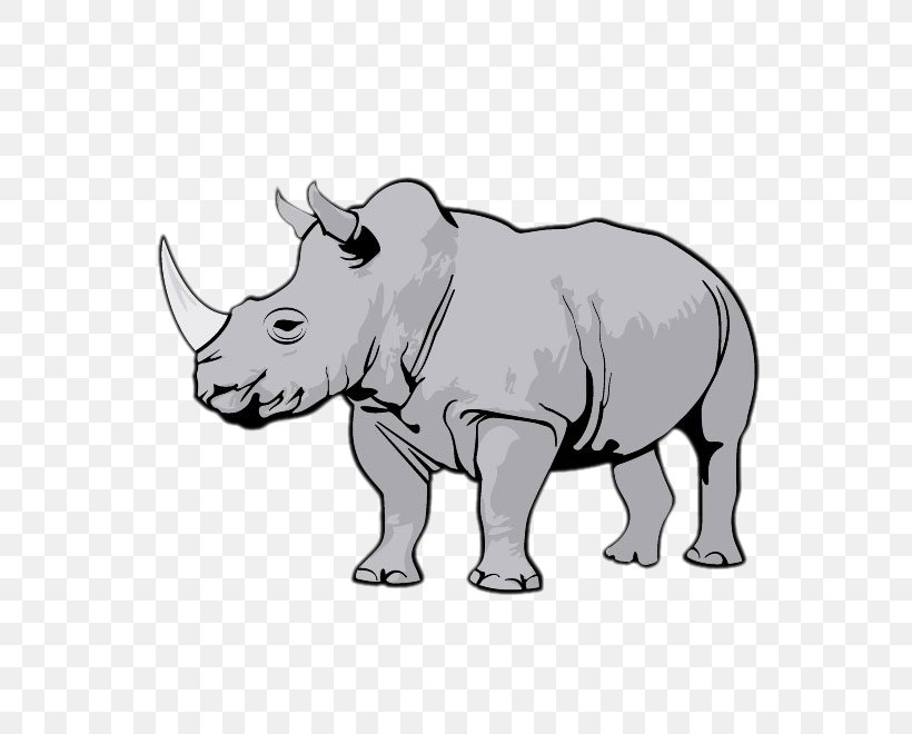 Rhinoceros Clip Art, PNG, 660x660px, Rhinoceros, Animal, Black And White, Black Rhinoceros, Cattle Like Mammal Download Free