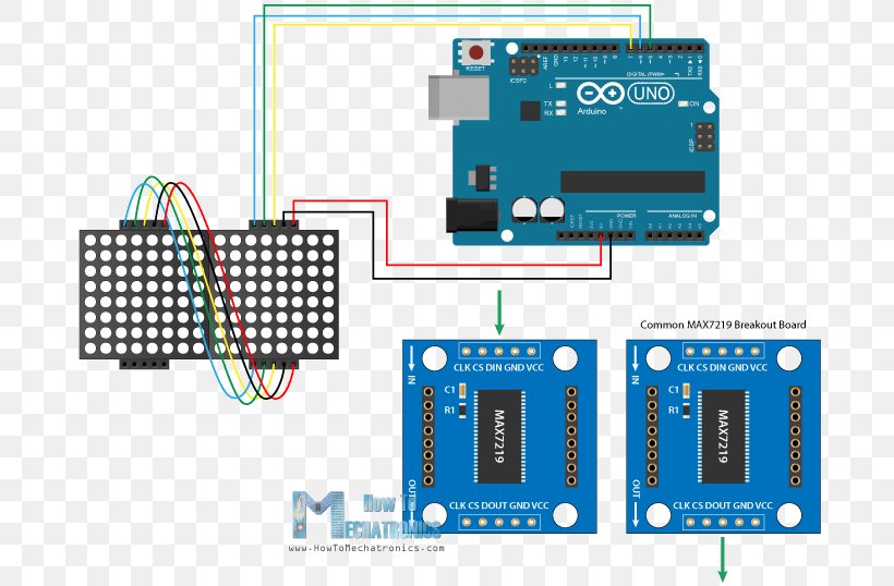 Dot Matrix Dot-matrix Display Arduino Electronics Light-emitting Diode, PNG, 700x538px, Dot Matrix, Arduino, Area, Circuit Component, Circuit Diagram Download Free