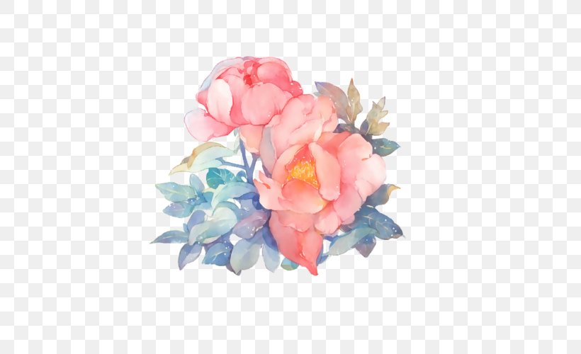 Pink Flowers Watercolor Painting Clip Art, PNG, 500x500px, Flower, Artificial Flower, Color, Cut Flowers, Drawing Download Free