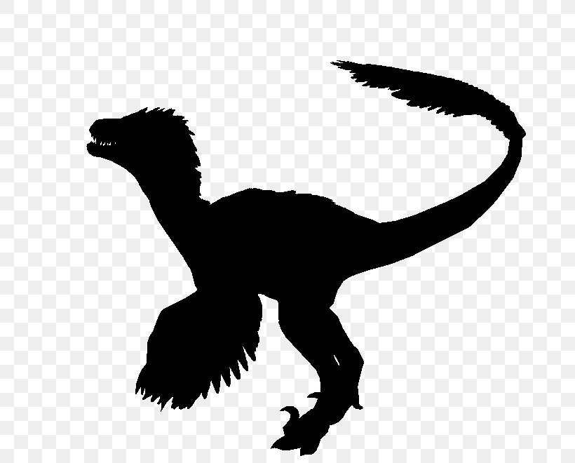 Velociraptor Tyrannosaurus Silhouette Character Clip Art, PNG, 726x660px, Velociraptor, Beak, Black And White, Character, Dinosaur Download Free