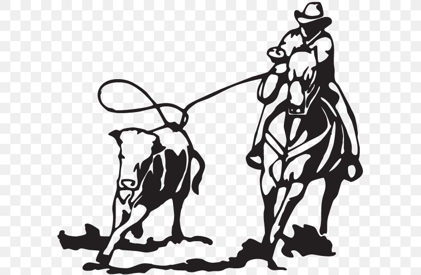 Calf Roping Cattle Team Roping Decal, PNG, 600x535px, Calf Roping, Art, Black And White, Breakaway Roping, Bucking Download Free