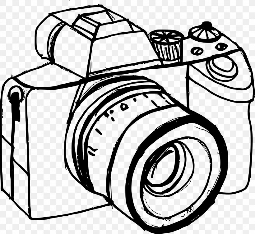Camera Drawing, PNG, 2194x2017px, Drawing, Blackandwhite, Camera, Coloring Book, Line Art Download Free
