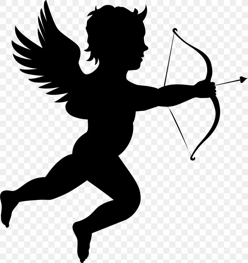 Cherub Cupid Silhouette Clip Art, PNG, 2138x2272px, Cherub, Arm, Black And White, Bow And Arrow, Cupid Download Free