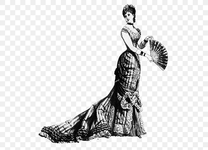 Woman Victorian Era Dress Regency Era Evening Gown, PNG, 531x591px, Woman, Art, Black And White, Clothing, Costume Download Free