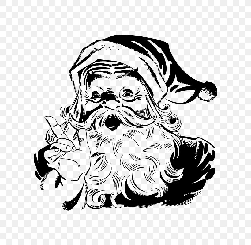 Santa Claus Black And White Christmas Clip Art, PNG