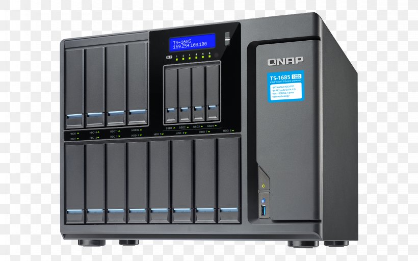 QNAP TS-1635 Network Storage Systems TVS-682T-I3-8G/ QNAP 6 Bay NAS High-capacity 16-Bay Xeon D Super NAS QNAP TS-1685-D Diskless Node, PNG, 4500x2813px, 10 Gigabit Ethernet, Qnap Ts1635, Central Processing Unit, Computer Case, Data Storage Download Free