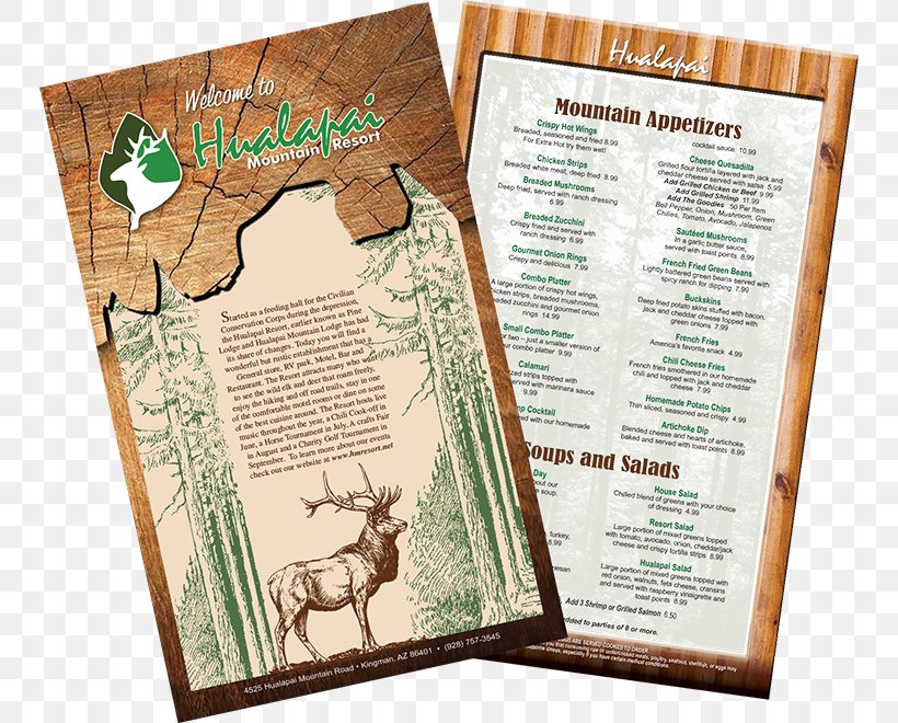Hualapai Mountain Resort Menu Restaurant Food, PNG, 748x660px, Menu, Accommodation, Brochure, Customer, Food Download Free