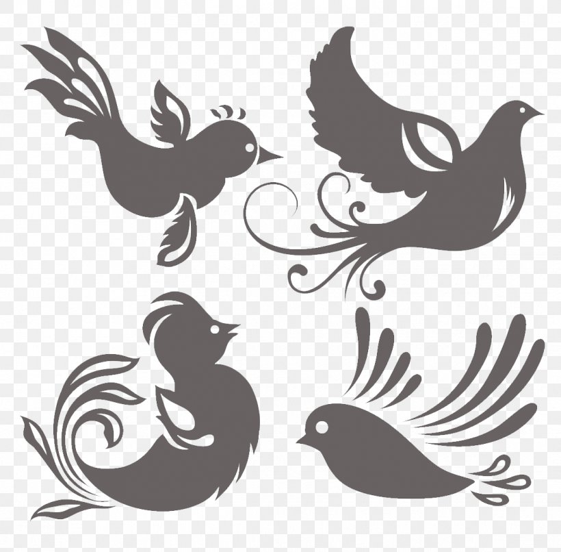 Bird Silhouette Computer File, PNG, 1146x1127px, Bird, Beak, Black And White, Chicken, Fauna Download Free