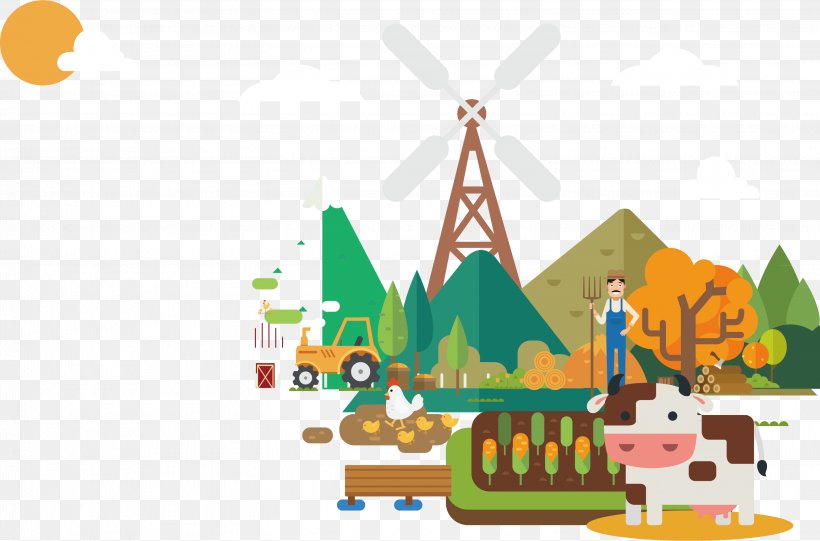Euclidean Vector Farm Illustration, PNG, 3108x2052px, Farm, Agriculture, Art, Dairy Cattle, Play Download Free