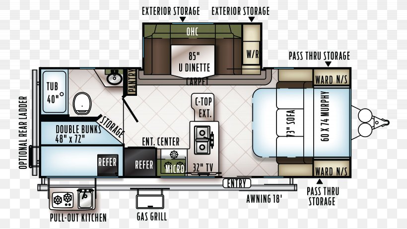 Campervans Caravan Forest River Trailer Floor Plan, PNG, 3280x1845px, Campervans, Bed, Bunk Bed, Caravan, Dinette Download Free