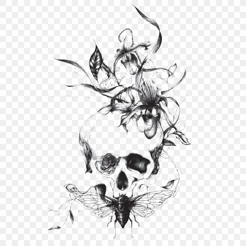 Abziehtattoo Skull Henna Skin, PNG, 1000x1000px, Tattoo, Abziehtattoo, Art, Black And White, Bone Download Free