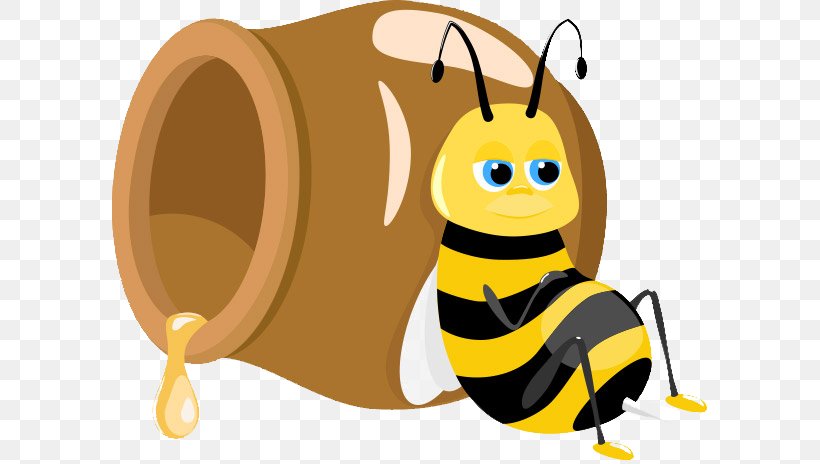 Honey Bee Honeypot Clip Art, PNG, 595x464px, Bee, Butterfly, Cartoon, Honey, Honey Bee Download Free