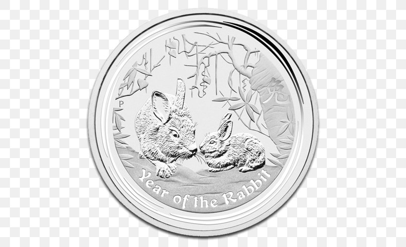 Silver Coin Australia Silver Coin Lunar, PNG, 500x500px, 2011, Coin, Australia, Australian Lunar, Black And White Download Free