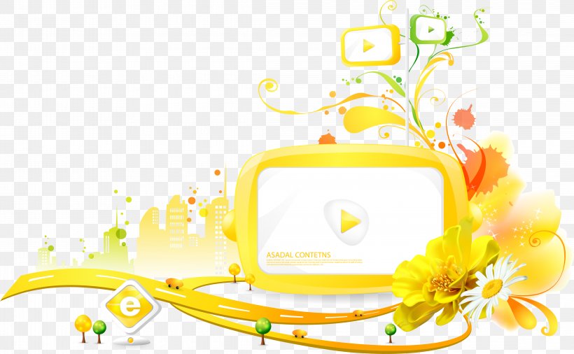 Computer Monitor Broadcasting Television, PNG, 4547x2811px, Computer Monitor, Broadcasting, Computer Graphics, Flat Panel Display, Floral Design Download Free