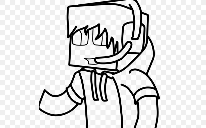 Minecraft Black And White Cartoon Drawing Line Art, PNG, 512x512px, Minecraft, Amazing World Of Gumball, Area, Arm, Art Download Free