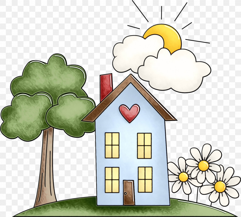 Cartoon House Plant Home, PNG, 1531x1380px, Watercolor, Cartoon, Home, House, Paint Download Free
