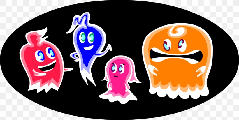 Pac-Man Party Ghost Video Game Namco, PNG, 1261x634px, Pacman, Bandai, Cartoon, Fictional Character, Ghost Download Free