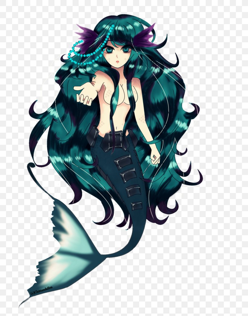 Mermaid Graphic Design Black Hair Teal, PNG, 762x1048px, Watercolor, Cartoon, Flower, Frame, Heart Download Free