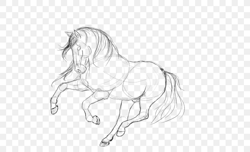 Howrse Mustang Pony Konik Line Art, PNG, 500x500px, Howrse, Animal Figure, Arm, Artwork, Black And White Download Free