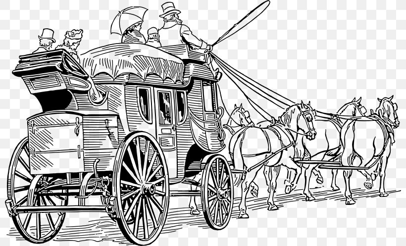 American Frontier Stagecoach Drawing Clip Art, PNG, 800x497px, American Frontier, Automotive Design, Black And White, Carriage, Cart Download Free