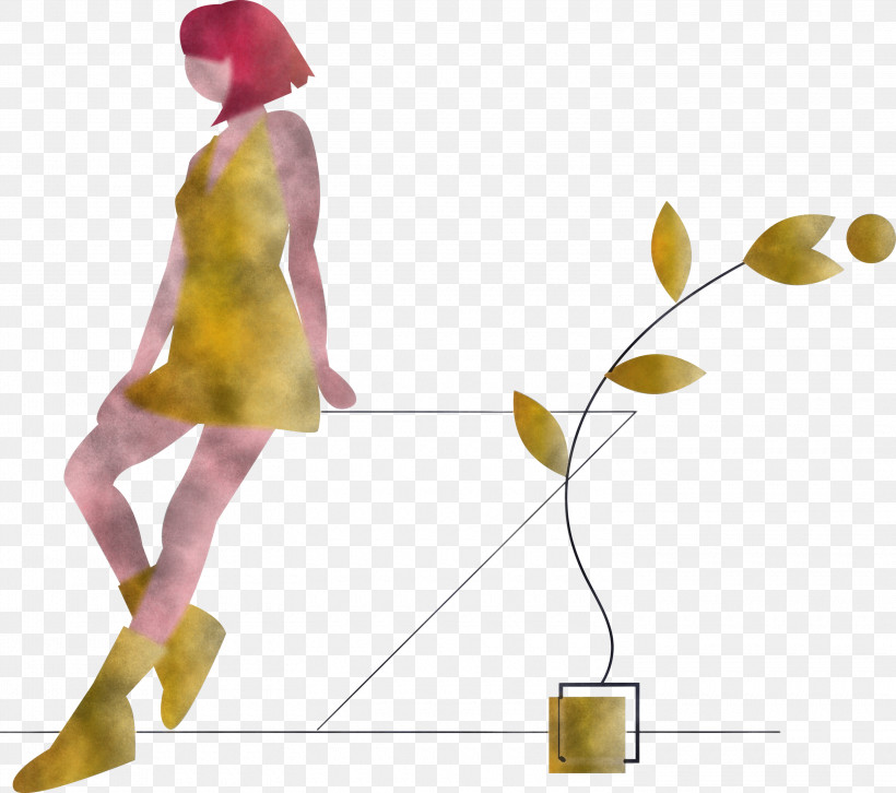 Modern Girl, PNG, 3000x2659px, Modern Girl, Costume, Figurine, Plant, Yellow Download Free