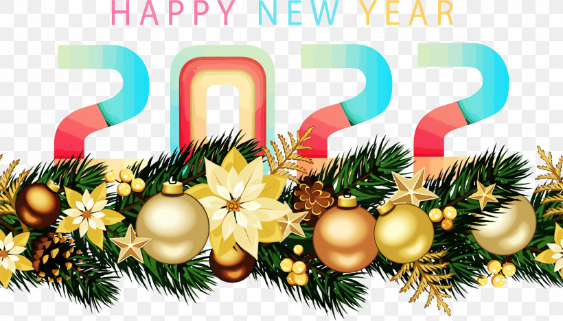 2022 Happy New Year 2022 New Year 2022, PNG, 3000x1715px, Bauble, Christmas Day, Christmas Decoration, Christmas Tree, Garland Download Free