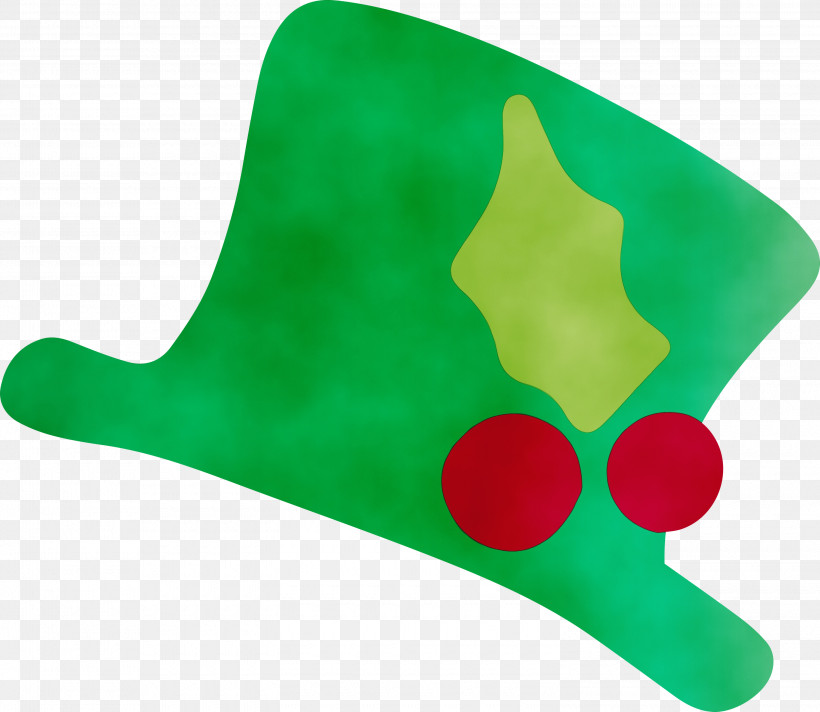 Green Hat, PNG, 3000x2605px, Christmas Sign, Green, Hat, Paint, Watercolor Download Free