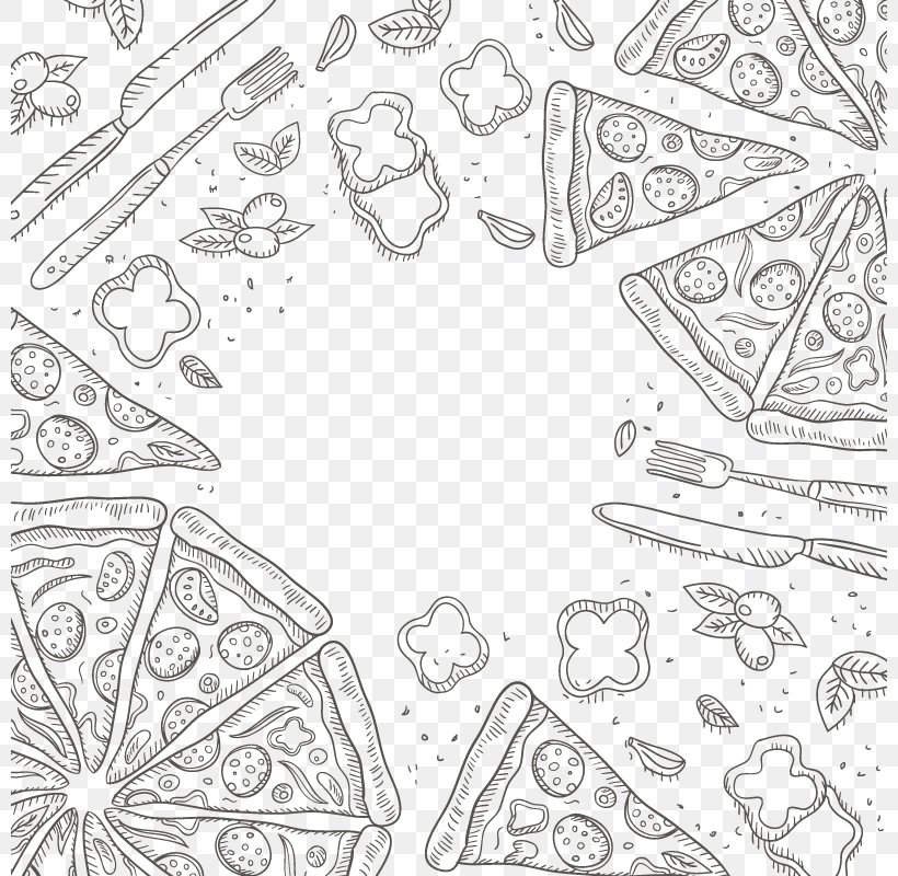 Hamburger Pizza Italian Cuisine Pasta Fast Food, PNG, 800x800px, Hamburger, Area, Artwork, Black And White, Cheese Download Free